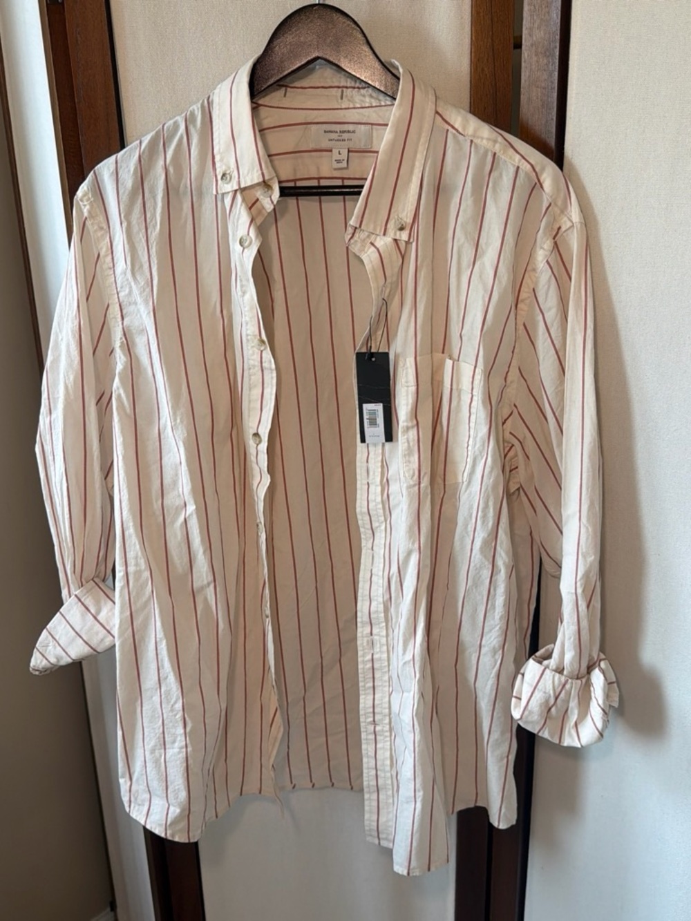 Banana Republic White Shirt with Red Stripe - Men